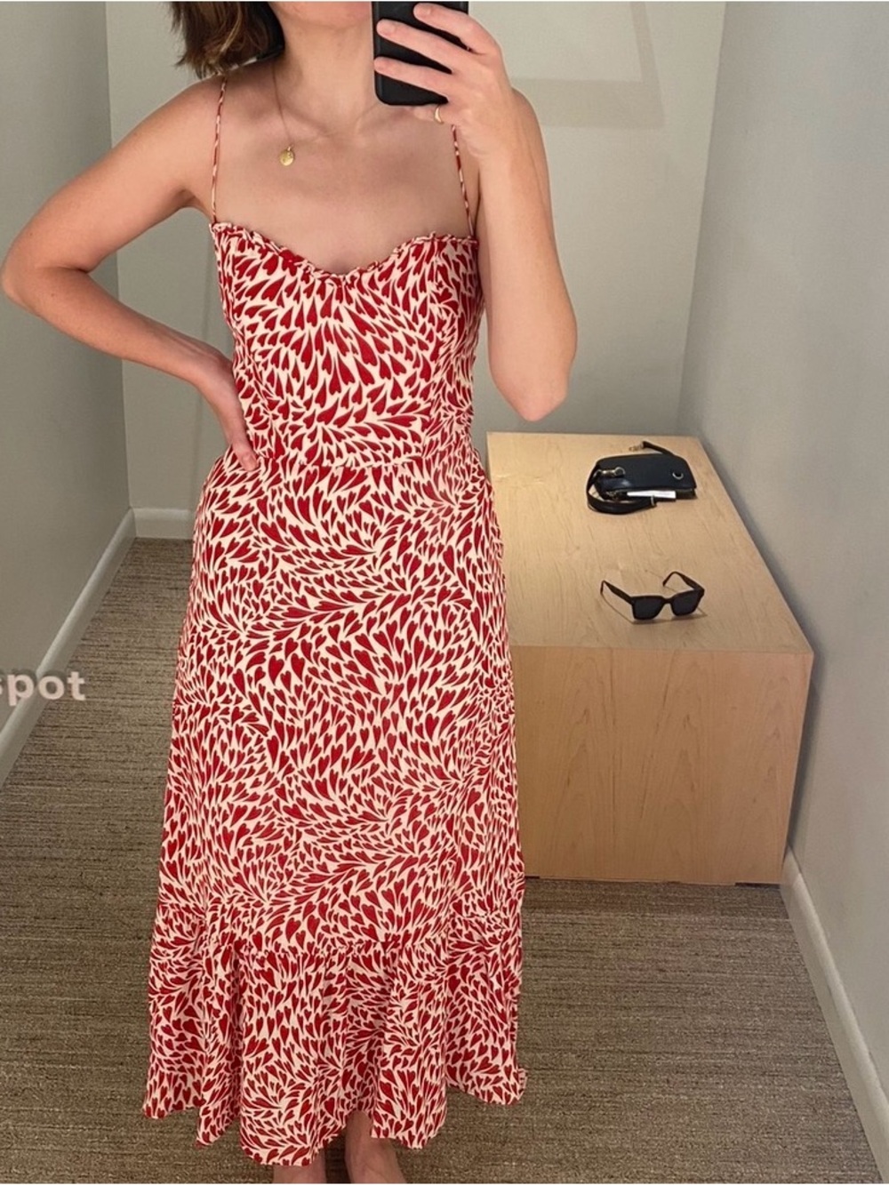 Reformation Heart Print Midi Dress